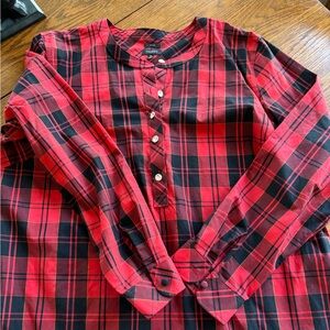 Talbots Red and Black Plaid Shirt